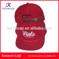 custom red corduroy fabric snapback cap with leather strap
